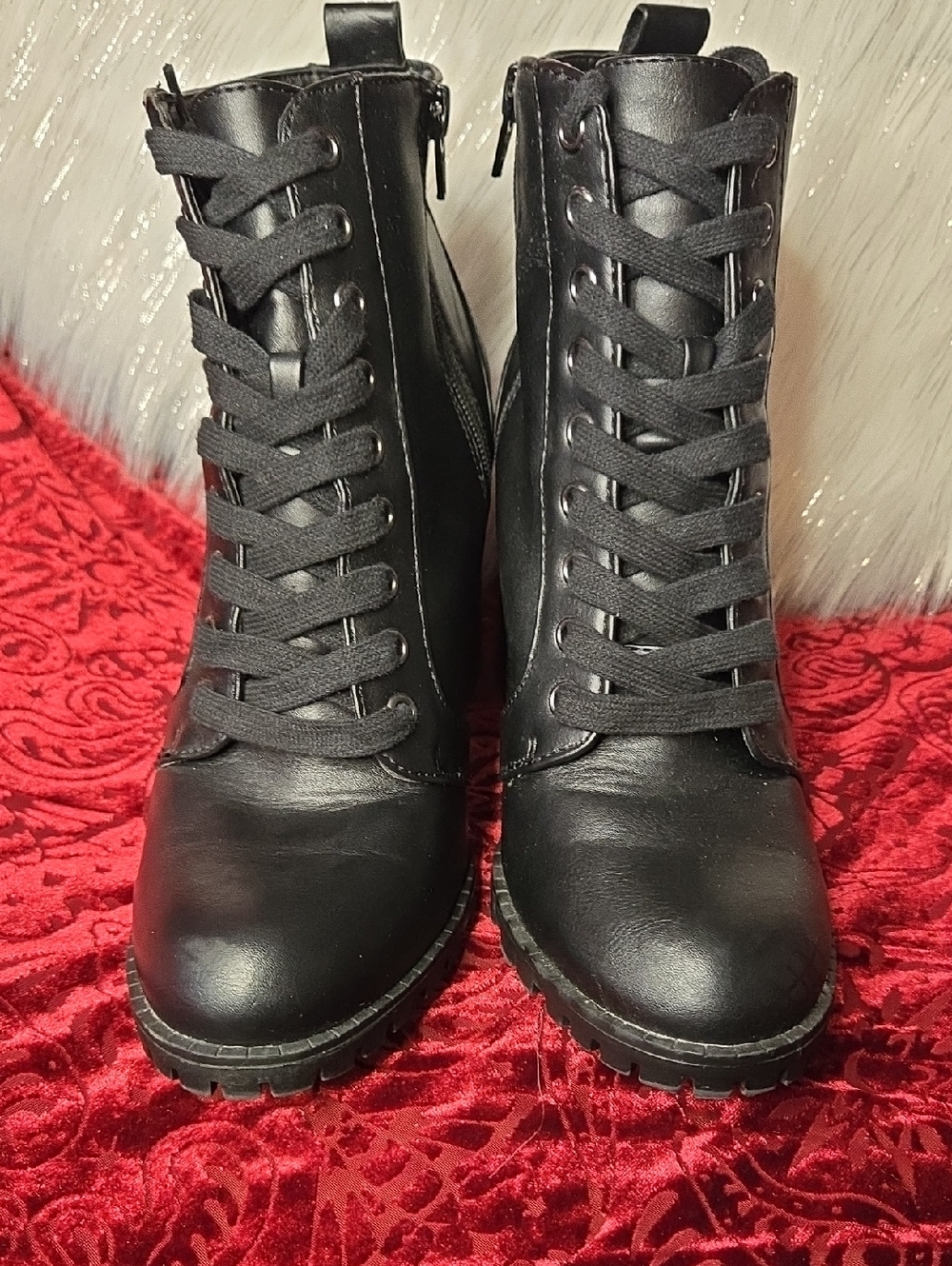 Black Lace-Up Ankle Boots